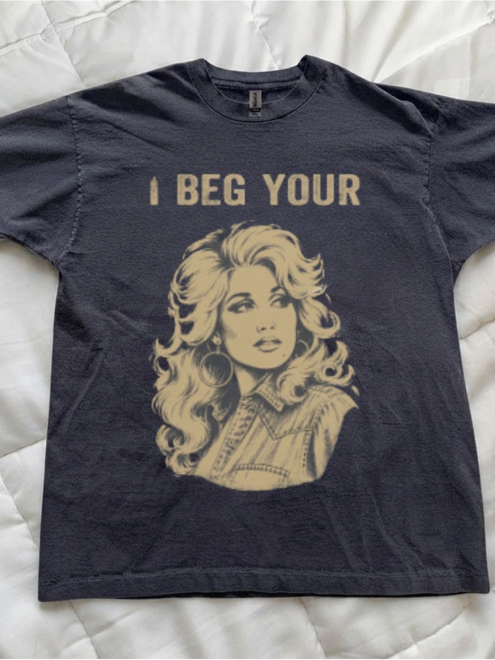 Gildan Charcoal Tee with Retro Portrait Graphic